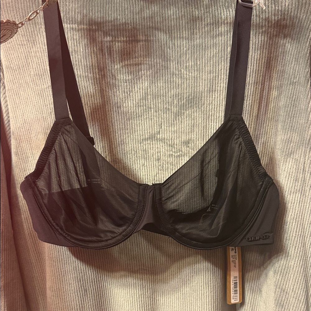 SKIMS Black Mesh Bra